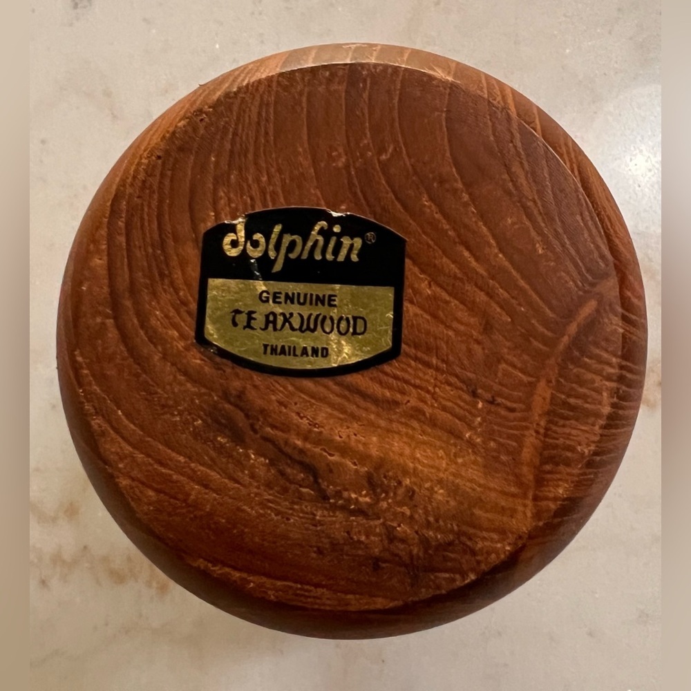 Vintage Dolphin Teak Hurricane Candle Holder - Picture 2 of 5